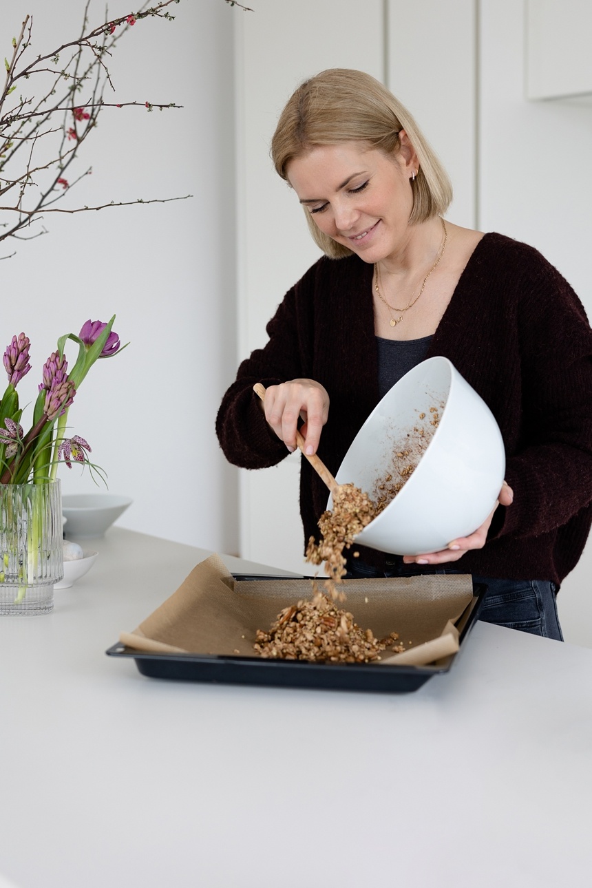 Anleitung und genaue Mengenangaben für ein knuspriges , gesundes Granola